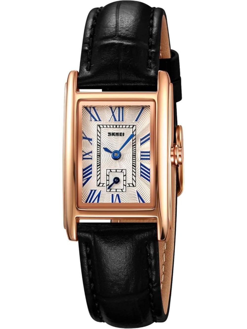 Women's Black Silver Square Dress Watch Leather Strap Business Casual Quartz Wat